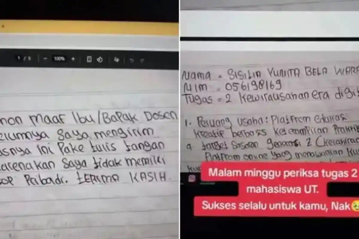 SOSOK Sisilia Mahasiswi UT Tak Punya Laptop dan Kerjakan Tugas Kuliah Tulis Tangan Viral: Maaf Dosen