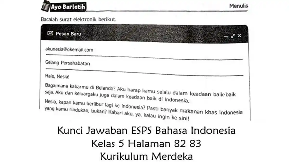 Kunci Jawaban ESPS Bahasa Indonesia Kelas 5 Halaman 82 83 Surat ...