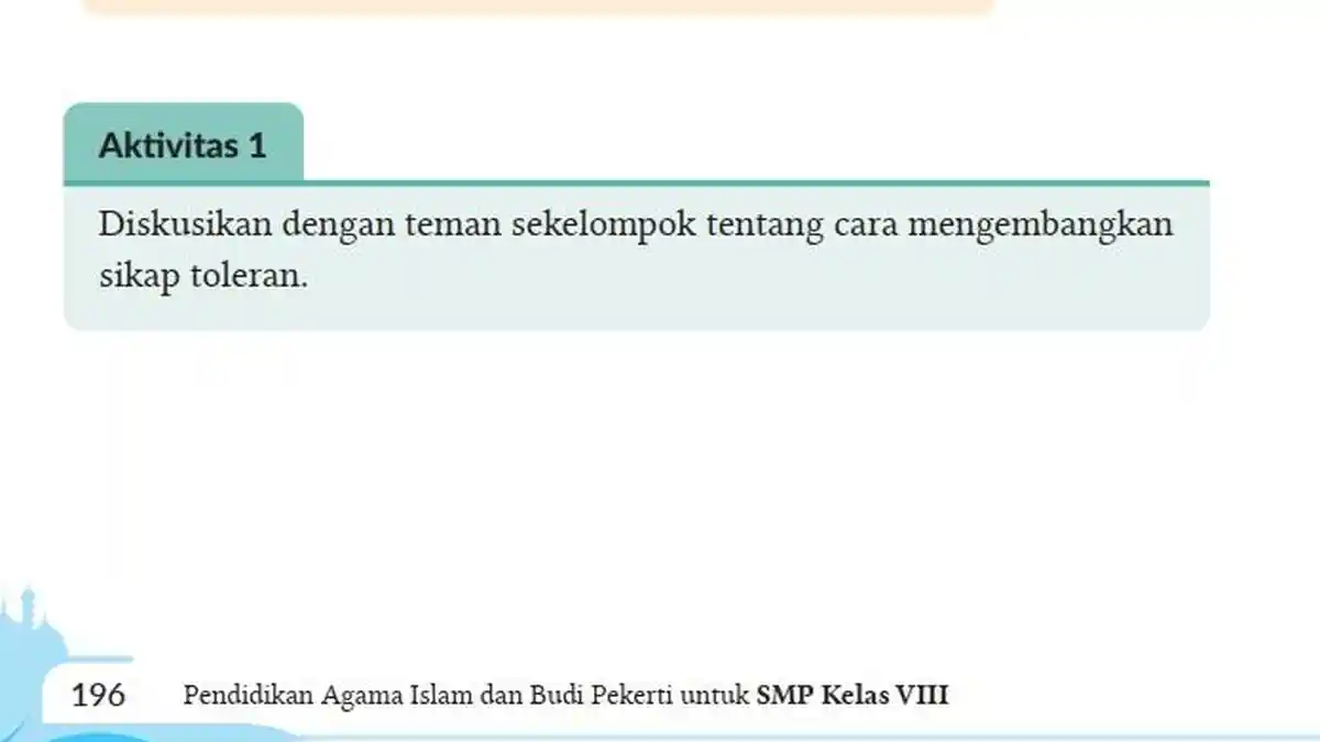 Jawaban Soal PAI Kelas 8 Semester 2 Halaman 196 Kurikulum Merdeka, Aktivitas 1