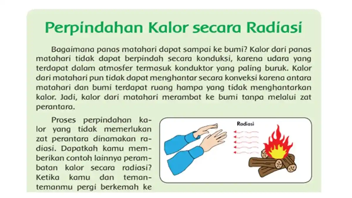 JAWABAN: Perbedaan Utama Perpindahan Panas Secara Radiasi dengan Perpindahan Panas Secara Konduksi