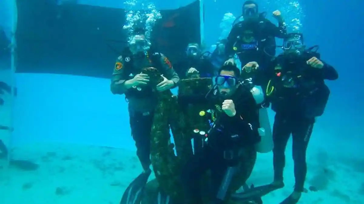 Peringati HUT RI, Wali Kota dan Forkopimda Kibarkan Bendera Merah Putih di Bawah Laut Sabang