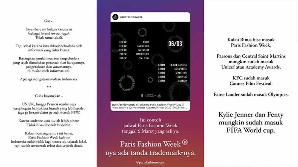 Jelaskan Masalah Paris Fashion Week, Lucky Heng: Sebal Kita Dibodoh-bodohi Informasi yang Tak Benar