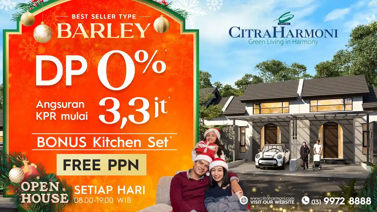 Perumahan Ramah Lingkungan di CitraHarmoni Siap Huni DP 0 persen-Free PPN 100 persen