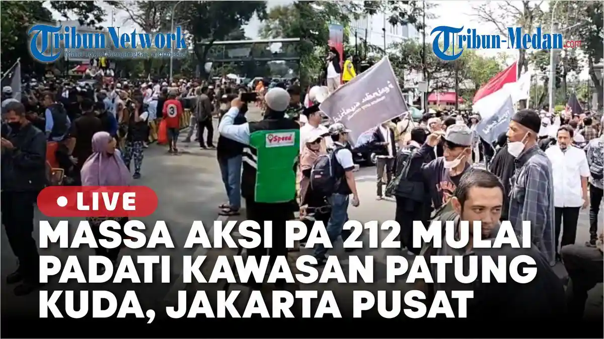 Tolak Kenaikan BBM, Massa Aksi PA 212 Gelar Unjuk Rasa di Kawasan Patung Kuda Jakarta Pusat