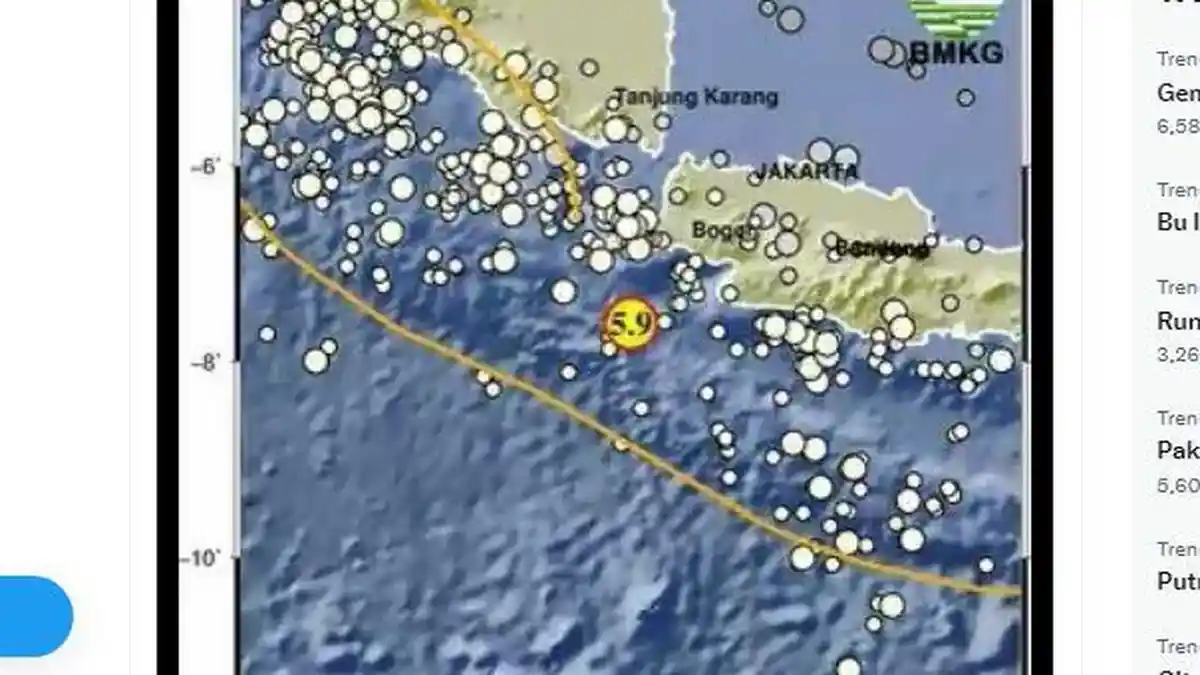 Banten Diguncang Gempa Bermagnitudo 5,9 Kamis Siang