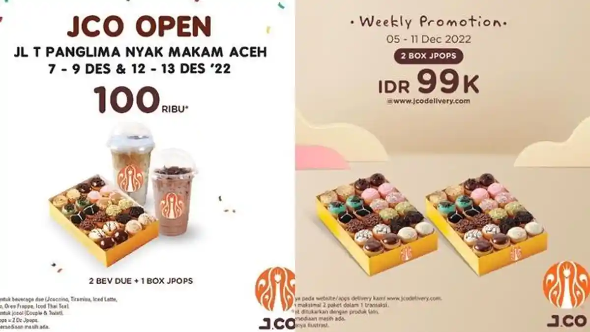 Khusus JCO Lovers di Aceh 1 Box Jpops dan 2 Minuman hanya Rp 100.000, Cek Promo J.CO Hari ini