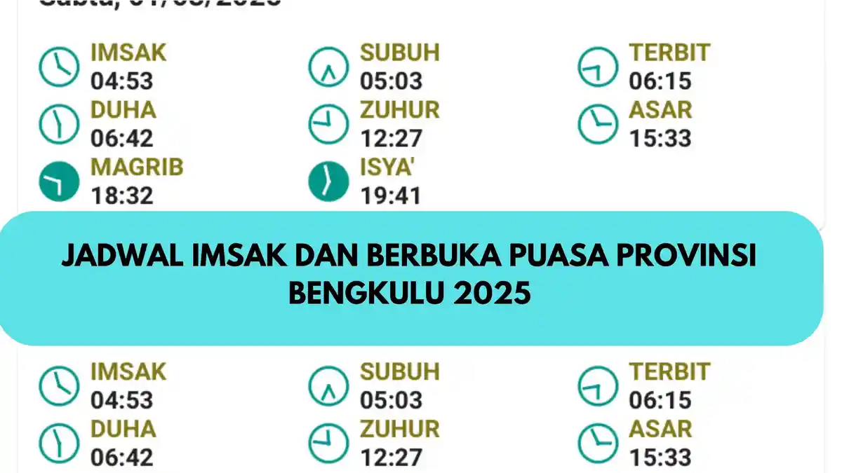 Jadwal Imsak dan Maghrib Buka Puasa untuk Wilayah Bengkulu Sekitarnya, Lengkap 30 Hari