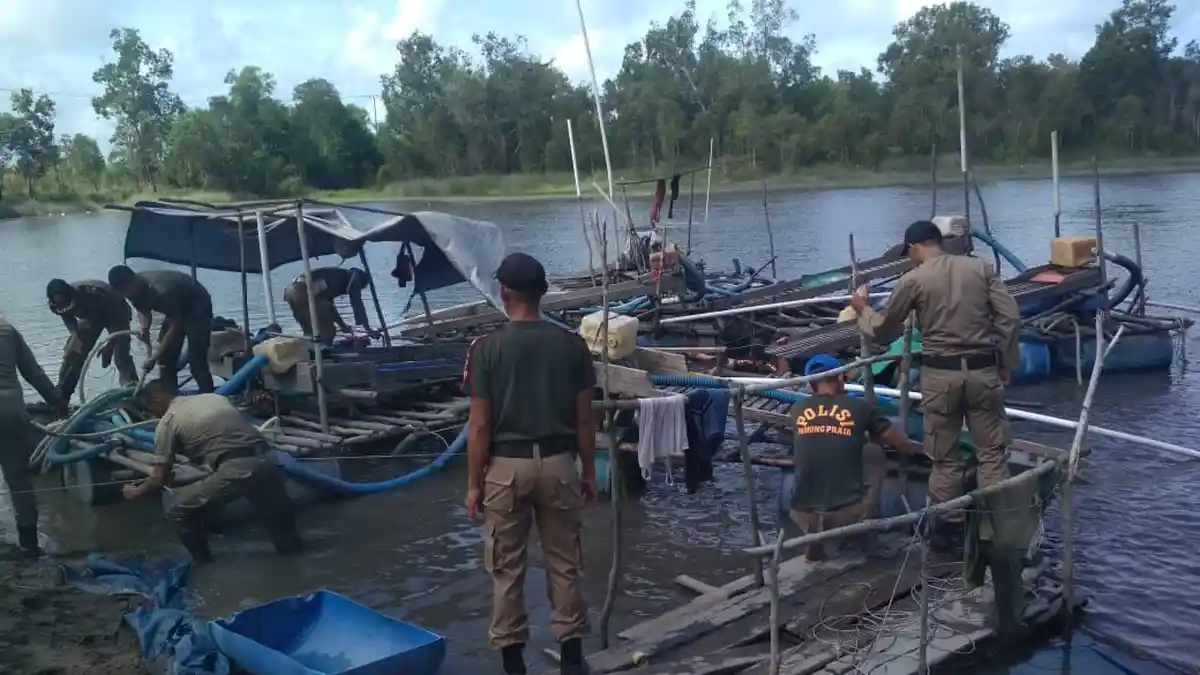 Polsek Sijuk Amankan 10 Set Mesin TI di Kawasan Hutan