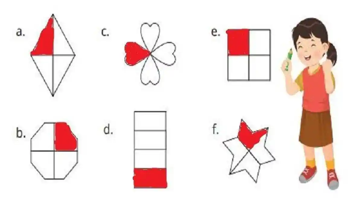 SOAL & KUNCI JAWABAN Matematika Kelas 2 SD Halaman 147 148 Kurikulum Merdeka, Pecahan Seperempat