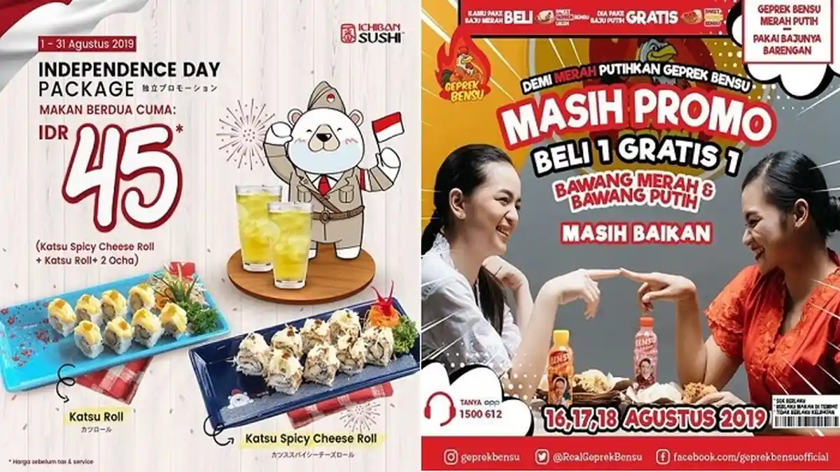 22 Promo Nasional di Hari Kemerdekaan Ke-74 RI, Ada Hokben, Pizza Hut, Richeese hingga McD
