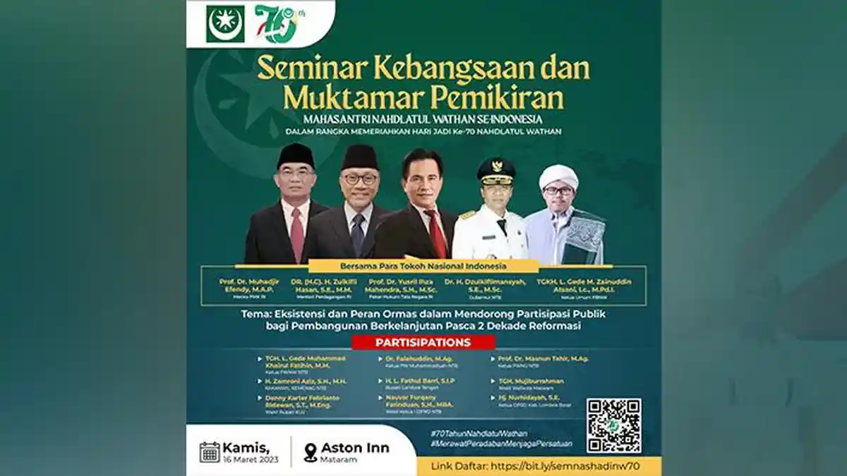 Hari Jadi ke-70 Nahdlatul Wathan: Seminar Kebangsaan Yusril Ihza Mahendra dan 2 Menteri