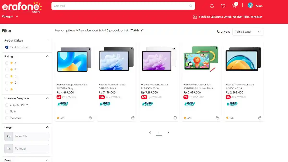 Diskon Tablet Huawei di Erafone Agustus 2024, Harga Mulai Rp 2 Jutaan