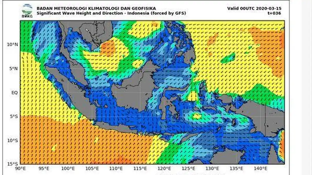 Peringatan Gelombang Tinggi BMKG Selasa 20 April 2021: Samudra Pasifik utara Halmahera Capai 4 Meter