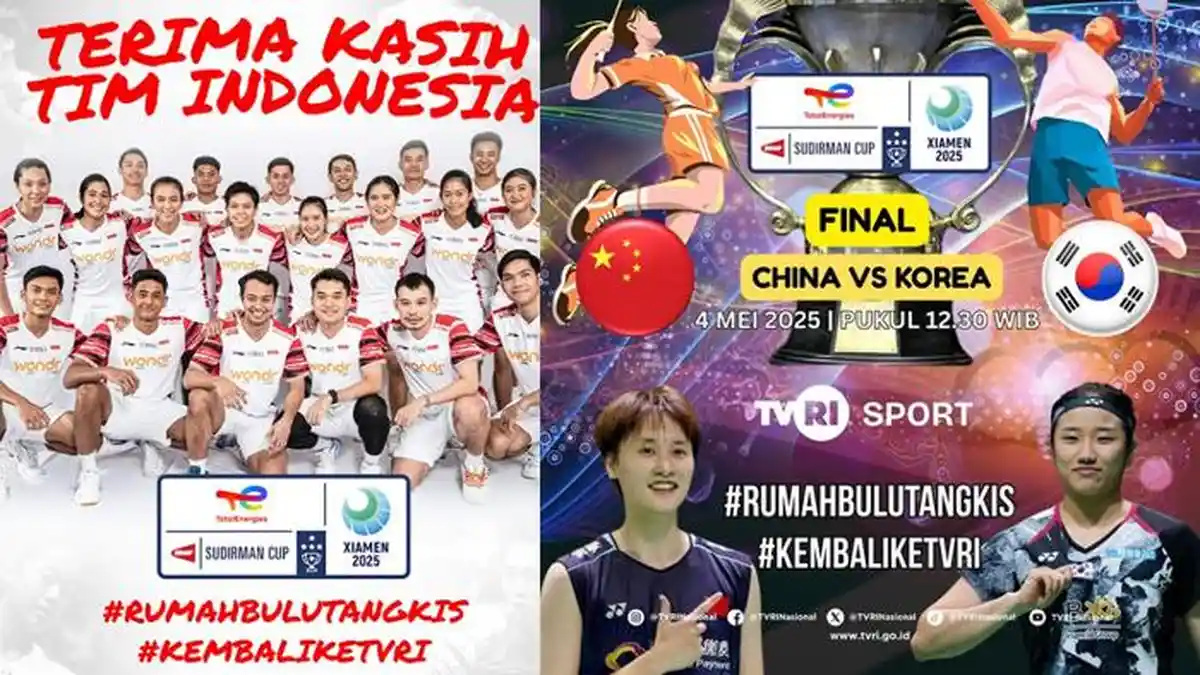 LINK LIVE STREAMING Sudirman Cup 2025 China Vs Korea Selatan Minggu Final, Indonesia Sabet Perunggu