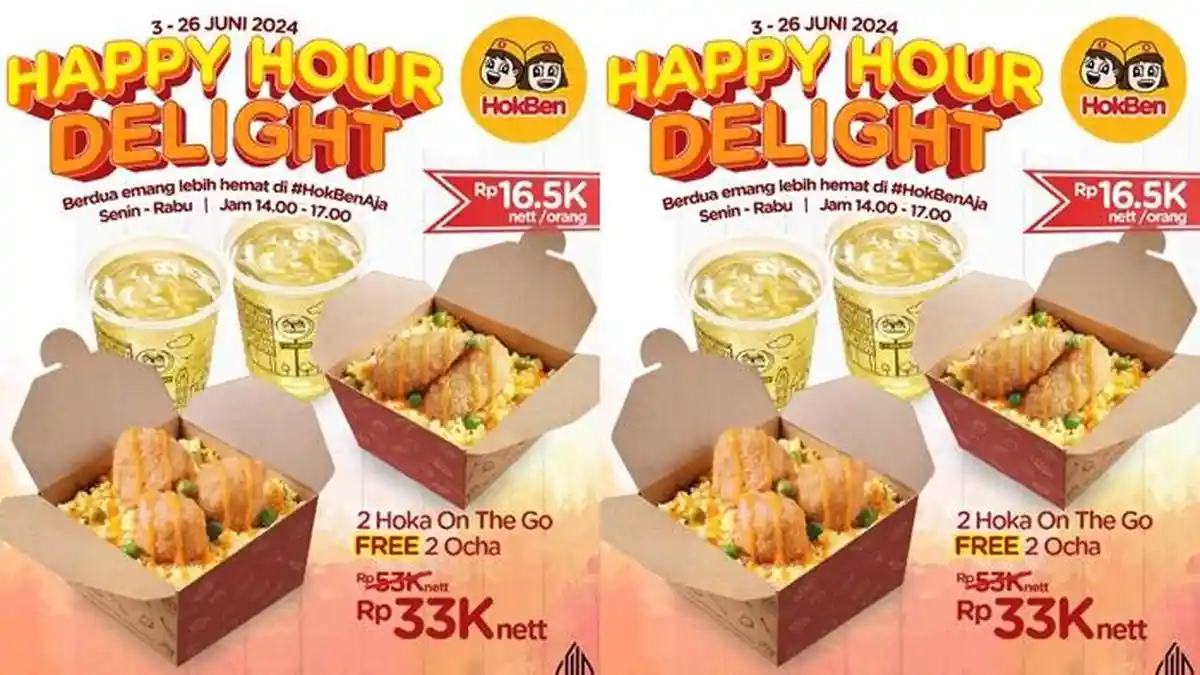 Promo Hokben Hari ini 4 Juni 2024, Makan 2 Hoka On The Go Gratis 2 Ocha Rp 33.000