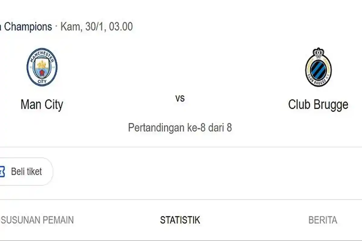 Prediksi Skor dan Susunan Pemain Manchester City VS Brugge, Adu Tajam Haaland dan Nilsson