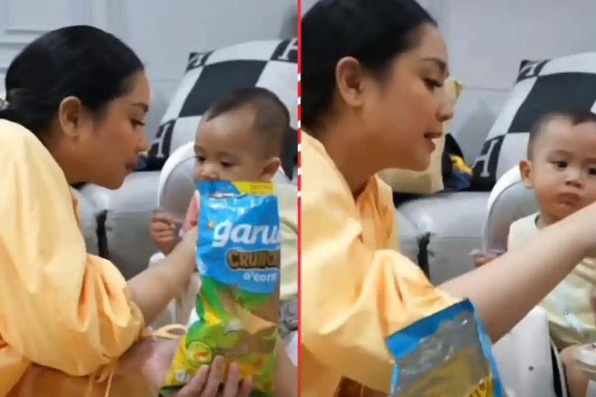 Cara Nagita Slavina Suapi Rayyanza Makan Banjir Cibiran Netizen: Masih Bayi Kok Dikasih Ciki!