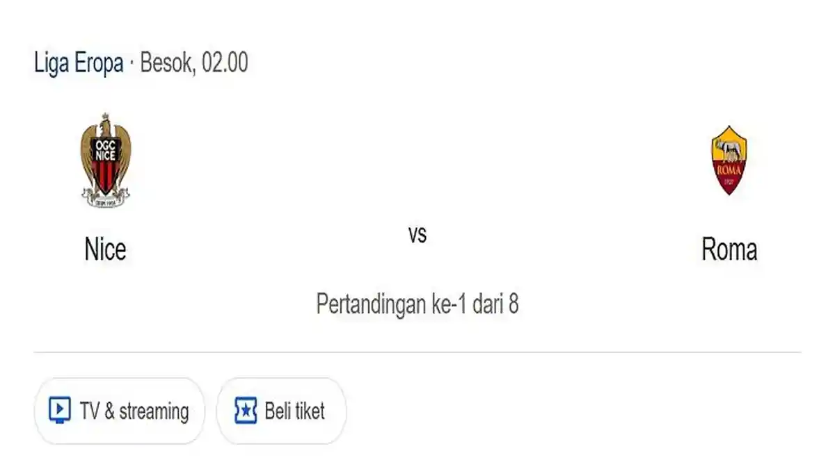 Prediksi Skor dan Susunan Pemain Nice VS Roma, Duel Sengit Moffi dan Ferguson