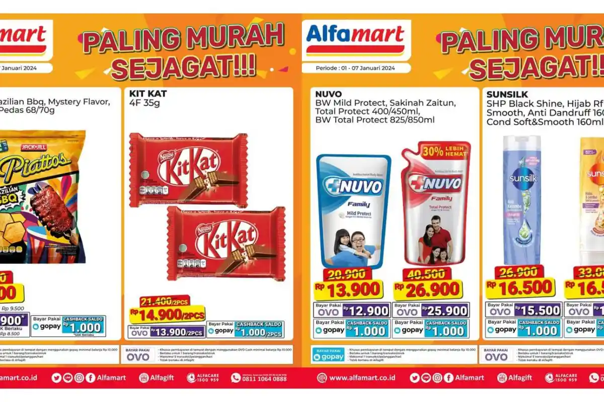 MURAH Sejagat, Promo Alfamart 3-7 Januari 2024, Bango Kecap Manis Rp 16.900, Puding Susu Rp 8.500