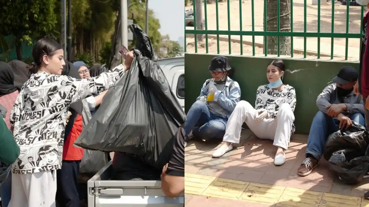 Awkarin Punguti Sampah Bersama Relawan Pasca Demonstrasi, Teman Duet Young Lex Banjir Pujian Netizen