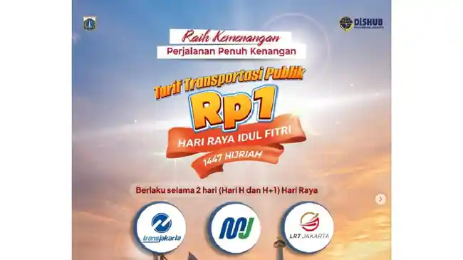 Rp1 Naik Transjakarta, MRT, dan LRT Saat Lebaran 2026, Ini Syaratnya