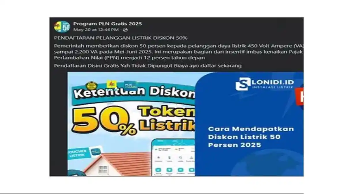 CEK FAKTA Diskon Tarif Listrik PLN Periode Mei-Juni 2025: Awas Terkecoh