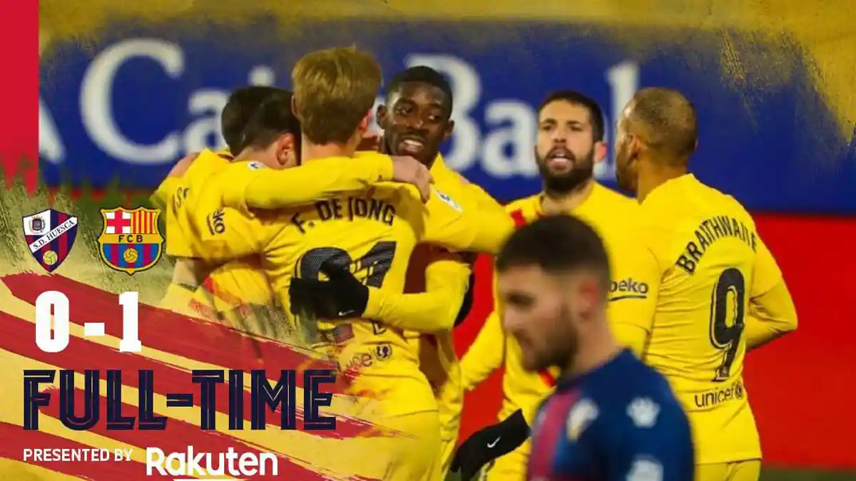 Hasil Liga Spanyol Huesca vs Barcelona, Lionel Messi Assist, De Jong Cetak Gol Barcelona Menang
