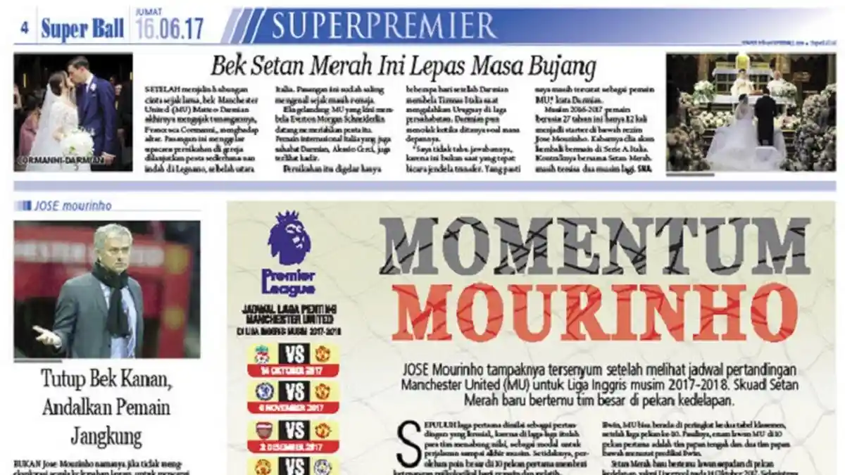 Jose Mourinho Senang Lihat Jadwal Liga Inggris