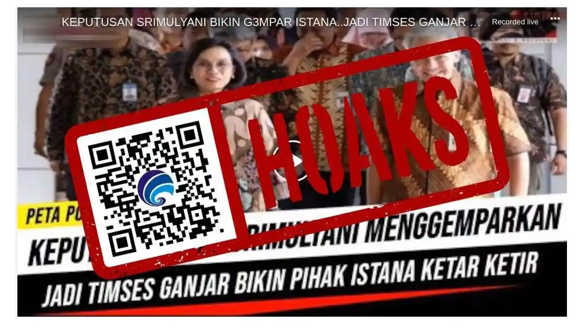 HOAX! Menkeu Sri Mulyani Gabung Tim Sukses Ganjar Pranowo-Mahfud MD