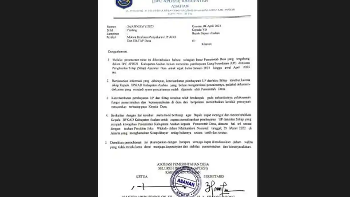 Kasihan, Penghasilan Tetap Perangkat Desa di Asahan Belum Dibayarkan, Ini Kata Ketua Apdesi