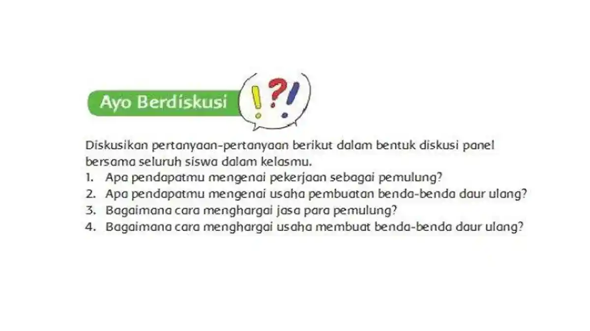 Soal Ujian Sekolah dan Kunci Jawaban Tema 2 Kelas 5 SD  Buku Tematik SD/MI: Pemulung Sampah