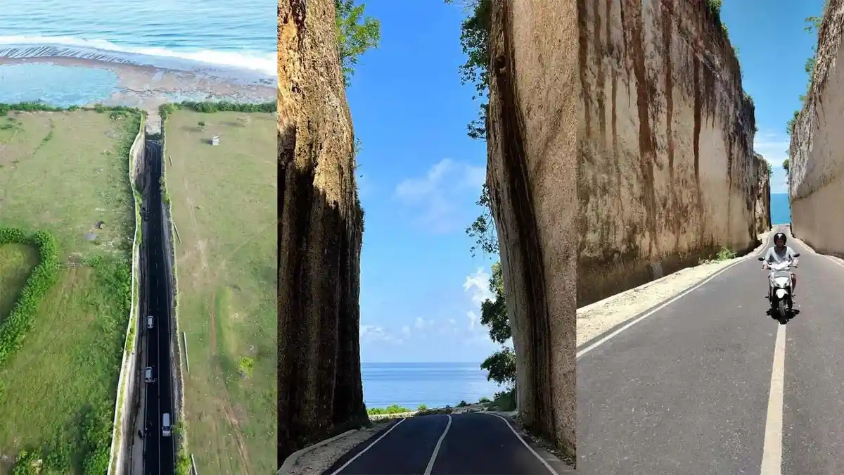 Jalan ke Pantai Pandawa Diapit Tebing Tinggi, Jadi Pembahasan Warganet, Bagaimana Membelahnya?