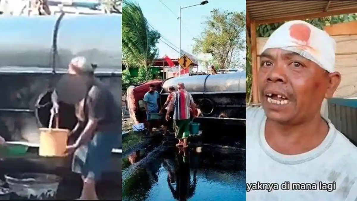 Warga Bawa Ember Jarah Minyak Goreng yang Truknya Terguling, Sopir Pasrah Luka-luka: Ya Gimana Lagi
