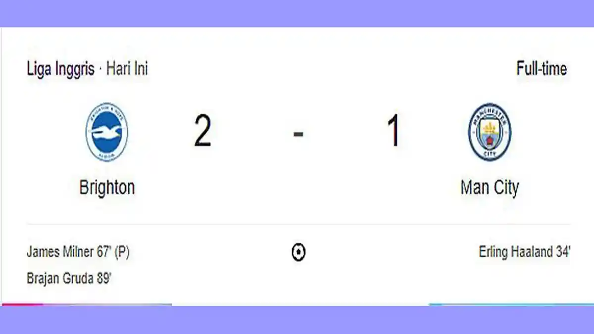Hasil Liga Inggris Man City Ditumbangkan Brighton, West Ham Menang Besar