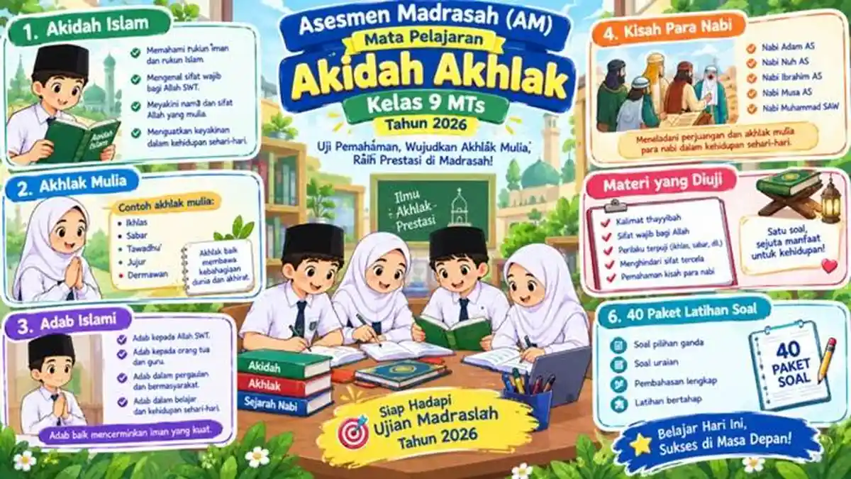 40 Soal Asesmen Madrasah Akidah Akhlak Kelas 9 MTs 2026 Lengkap Kunci ...