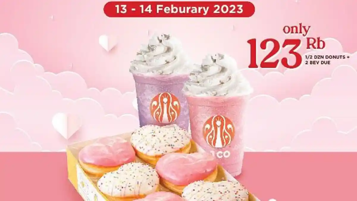 4 Promo JCO Hari Ini 13 Februari 2023, 1 Dzn Donuts + 2 Beverages Due Rp123 Ribu