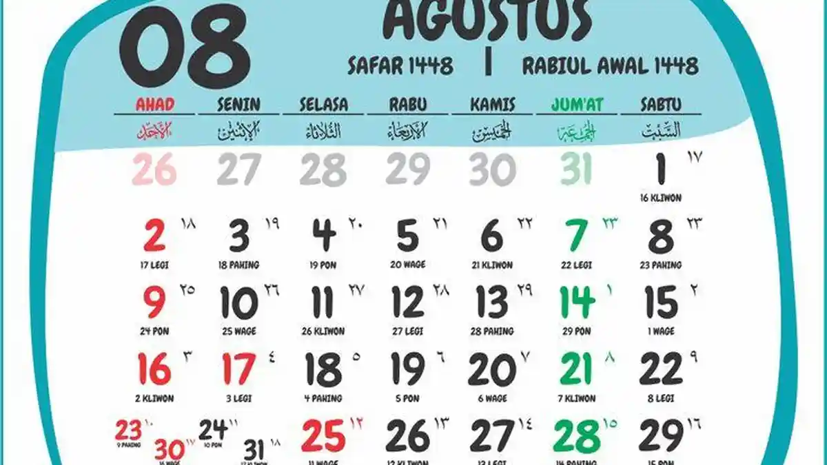 Daftar Hari Baik dan Buruk Agustus 2026 Lengkap Berdasarkan Weton Jawa - Tribunpontianak.co.id