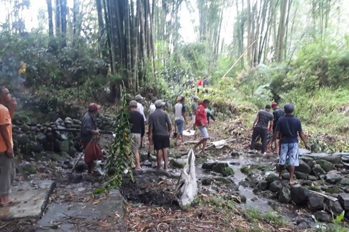 Masyarakat Adat Ruteng Pu'u Manggarai Tanam Pohon Beringin dan Ara di Mata Air Wae Lideng