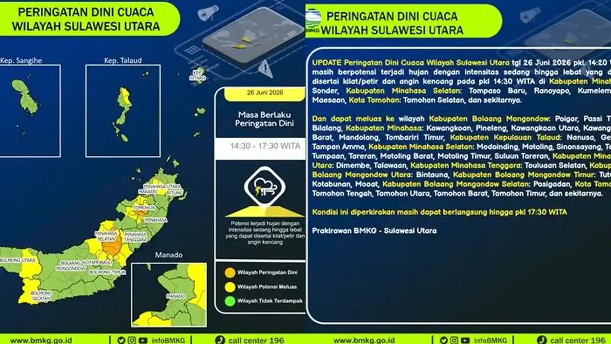 Siap-siap Hujan Disertai Petir dan Angin Kencang Diprediksi Landa Sulut hingga Pukul 17.30 WITA - Tribunmanado.co.id