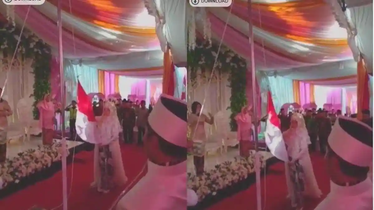 Viral Video Pengantin Ikut Peringati HUT RI, Kibarkan Bendera Merah Putih di Resepsi Pernikahan