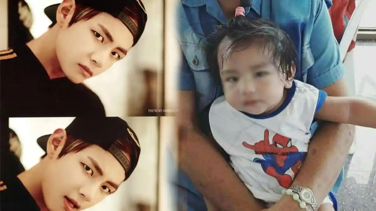 Mirip Banget Sama V BTS, Bayi Kecil Ini Bikin Fans Gemas! Kayak Bapak Anak!