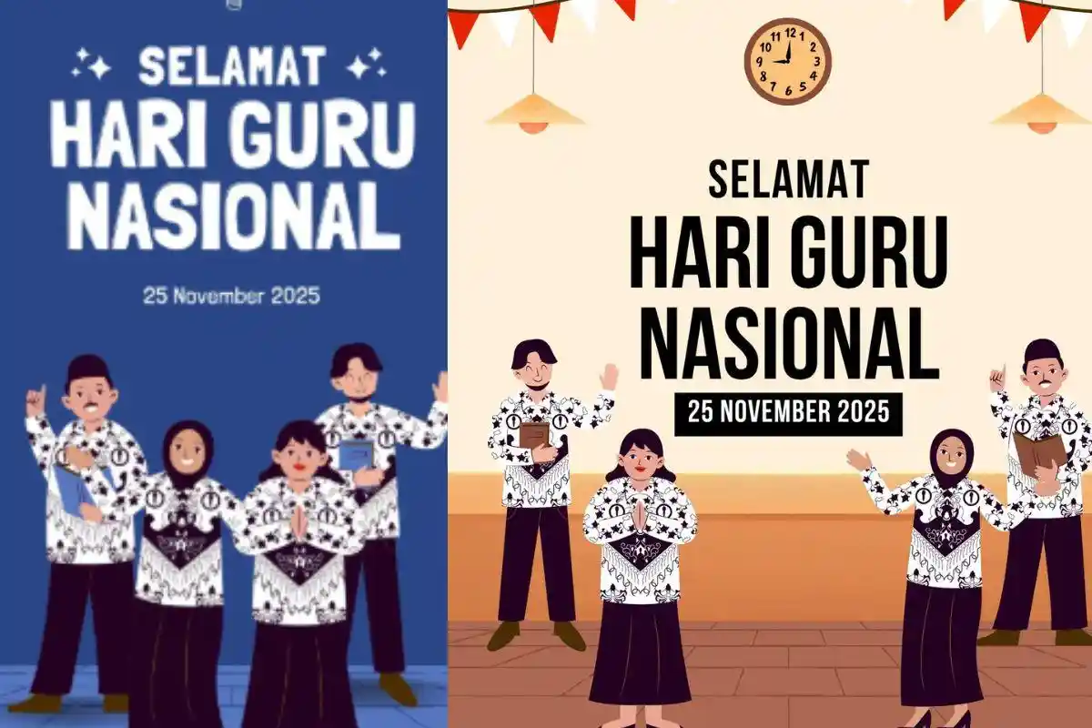 20 Poster Hari Guru Nasional 2025 Desain Kartun yang Bisa Diedit untuk Ucapan 25 November