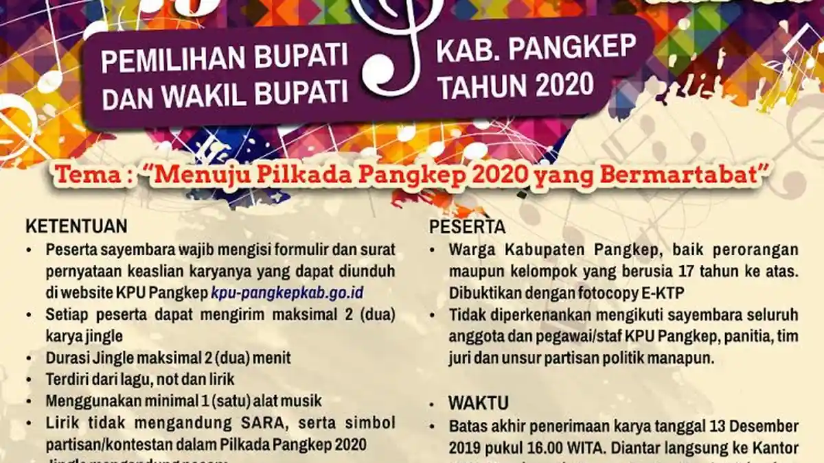 KPU Pangkep Sayembara Jingle untuk Pilkada 2020, Ikutan Yuk !