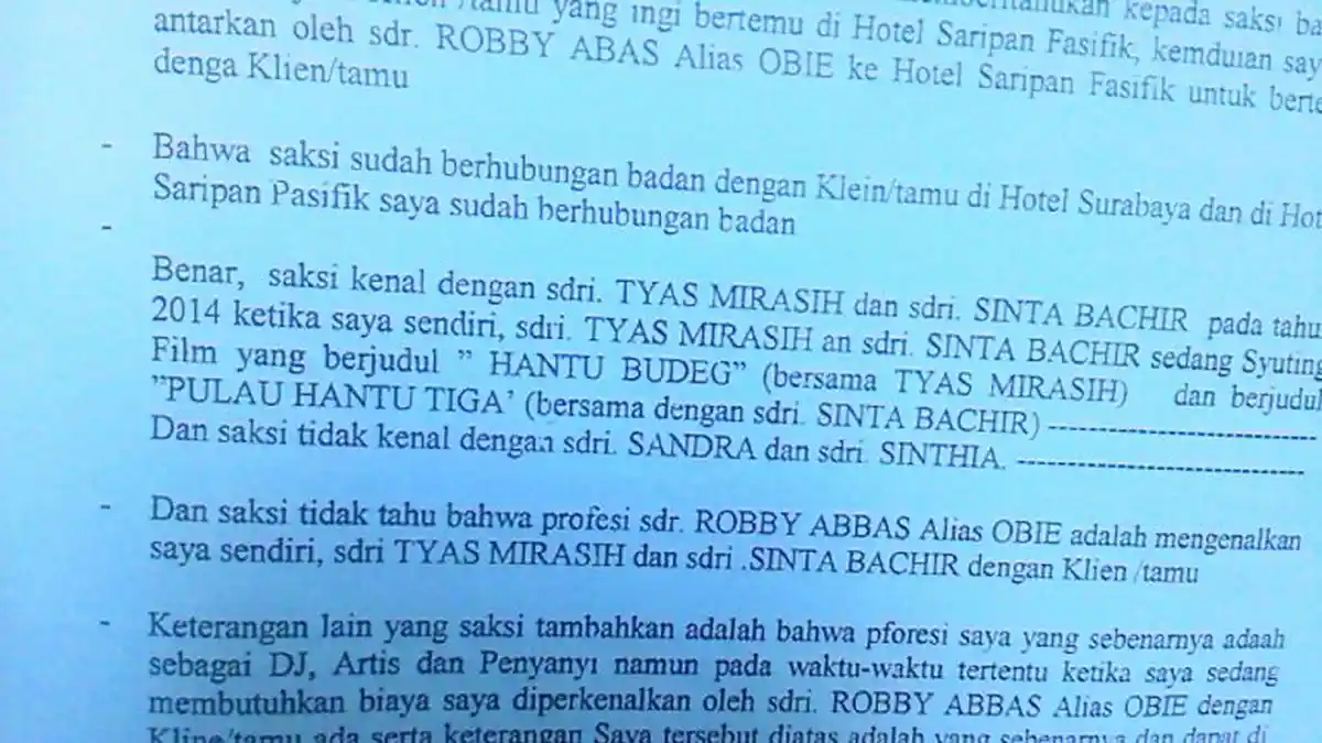Artis Berinisial AA, TM dan SB Akan Jadi Saksi Dipersidangan Mucikari RA