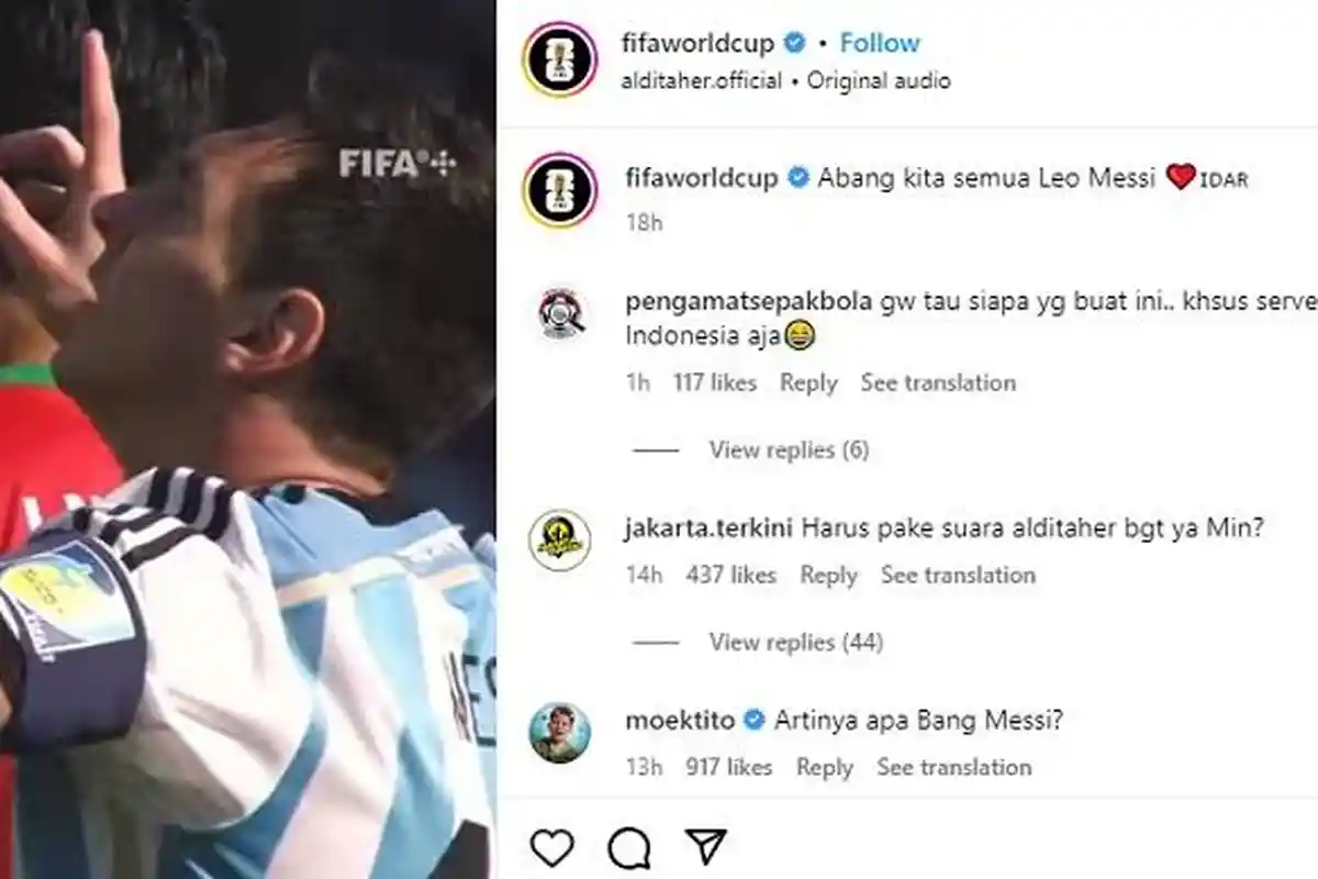 Lagu "Why Mister Messi Why" Milik Aldi Taher Diposting Akun Instagram FIFA World Cup