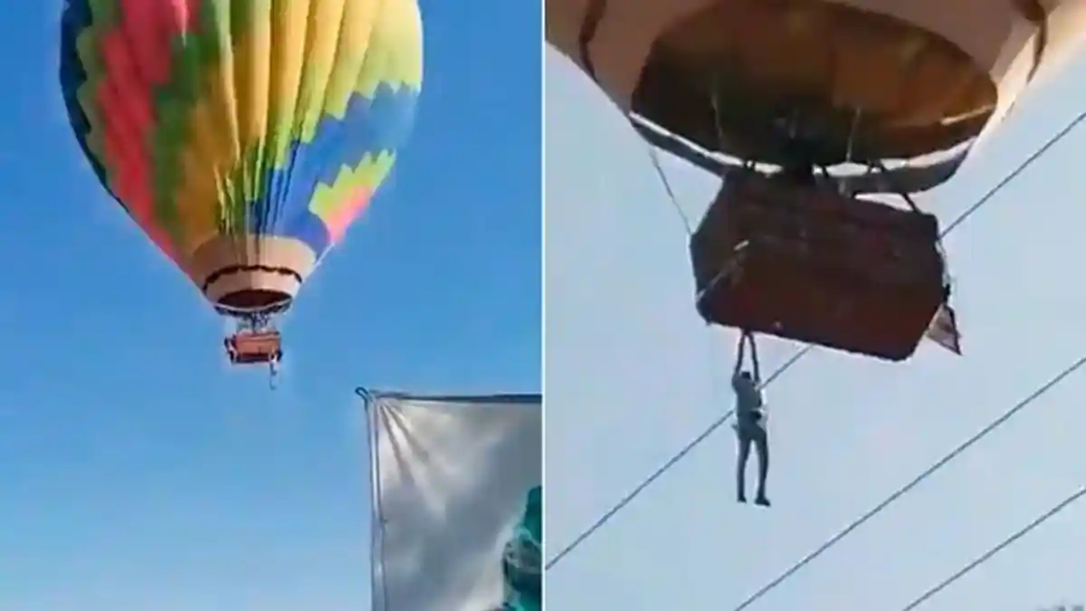 Mengerikan! Pria Ini Bergelantungan di Balon Udara dan Terjatuh, Tonton Videonya di Sini