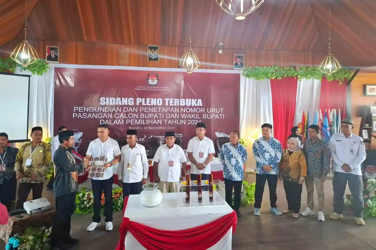 KPU Tetapkan Nomor Urut Paslon Pilkada Morotai 2024: DG-QU 1, SB-JADI 2, RR 3
