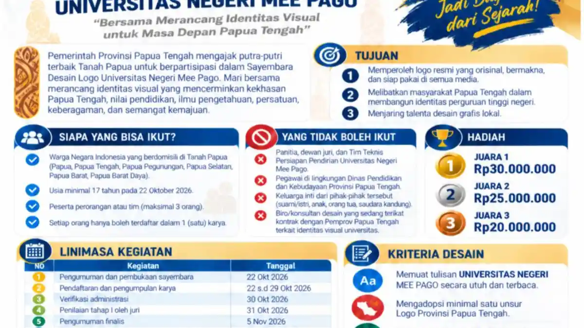 Papua Tengah laksanakan Sayembara Desain Logo Universitas Negeri Meepago, Total Hadiah Rp 75 Juta