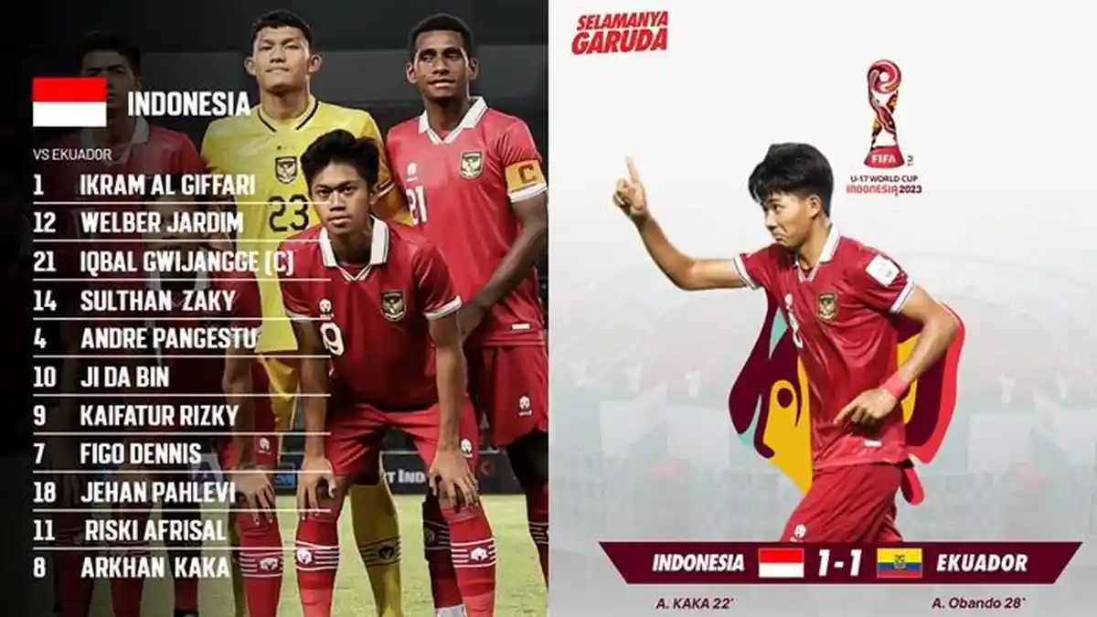 Hasil Timnas Indonesia vs Ekuador: Garuda Muda Ditahan Imbang La Tri, Skor Akhir 1-1