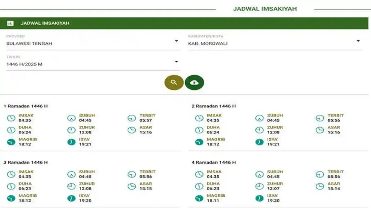 Jadwal Imsakiyah Ramadan 2025 Morowali Sebulan Penuh Resmi dari Kementerian Agama